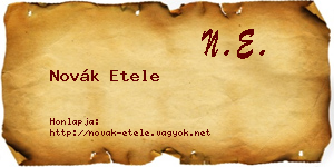 Novák Etele névjegykártya
